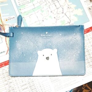 Kate Spade Blue Wristlet with Polar Bear Design